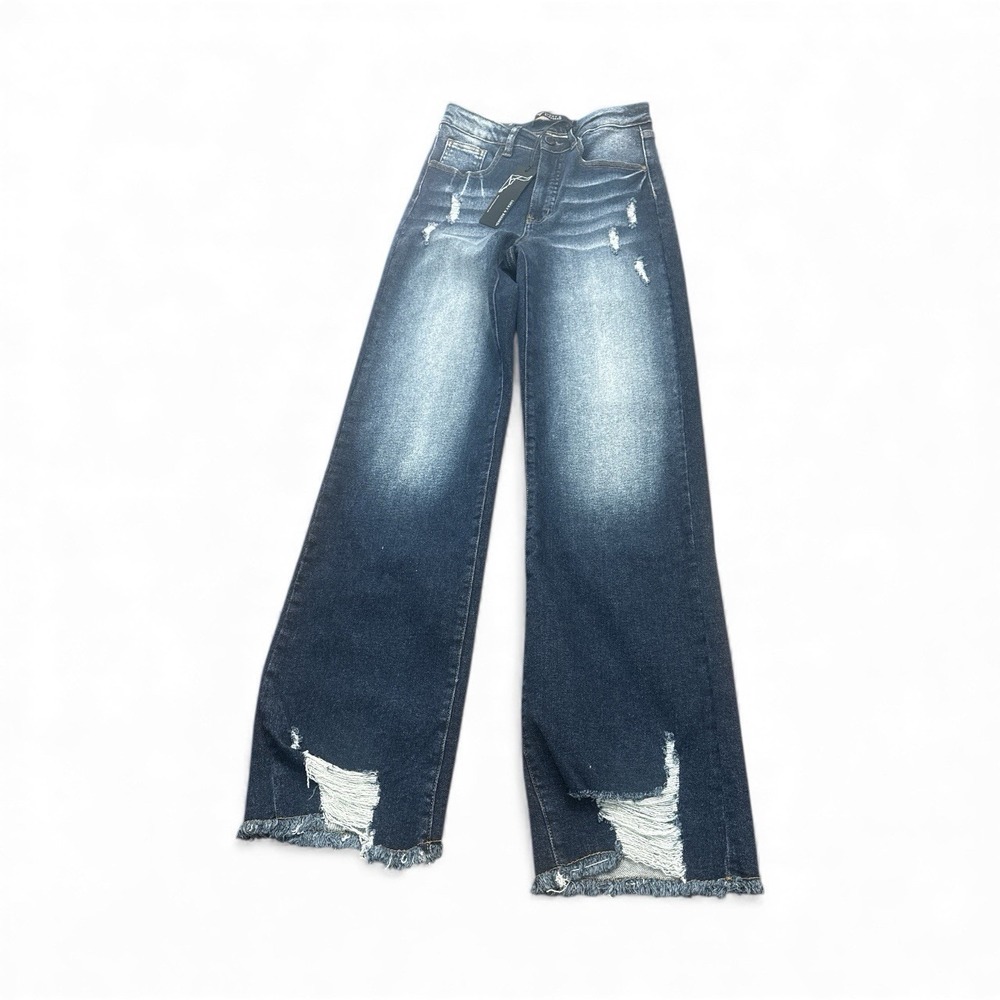 Lucky & Blessed Distressed Bootcut JeansHigh Rise Bootcut Raw Hem Jeans Western